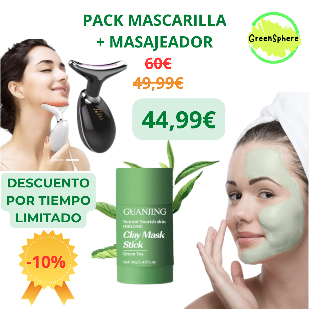 Pack MASAJEADOR FACIAL + MASCARILLA TÉ VERDE